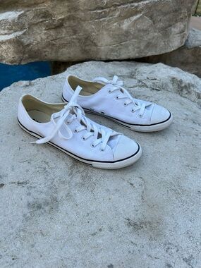 Converse White Low-Top Canvas Sneakers with Black Stripe woman’s size 9